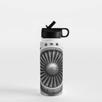 Vintage Airplane Turbine Engine Black and White Photography / black and white photographs Water Bottle Gallery Image 1
