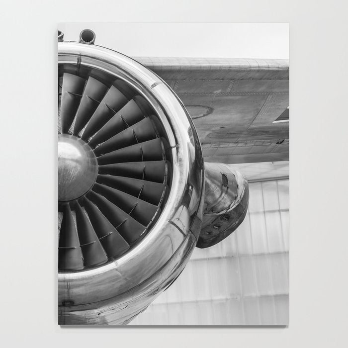 Vintage Airplane Turbine Engine Black and White Photography / black and white photographs Notebook Gallery Image 4