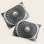 Vintage Airplane Turbine Engine Black and White Photography / black and white photographs Pillow Sham Gallery Image 3