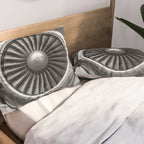 Vintage Airplane Turbine Engine Black and White Photography / black and white photographs Pillow Sham Gallery Image 2