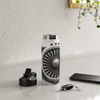 Vintage Airplane Turbine Engine Black and White Photography / black and white photographs Water Bottle Gallery Image 4