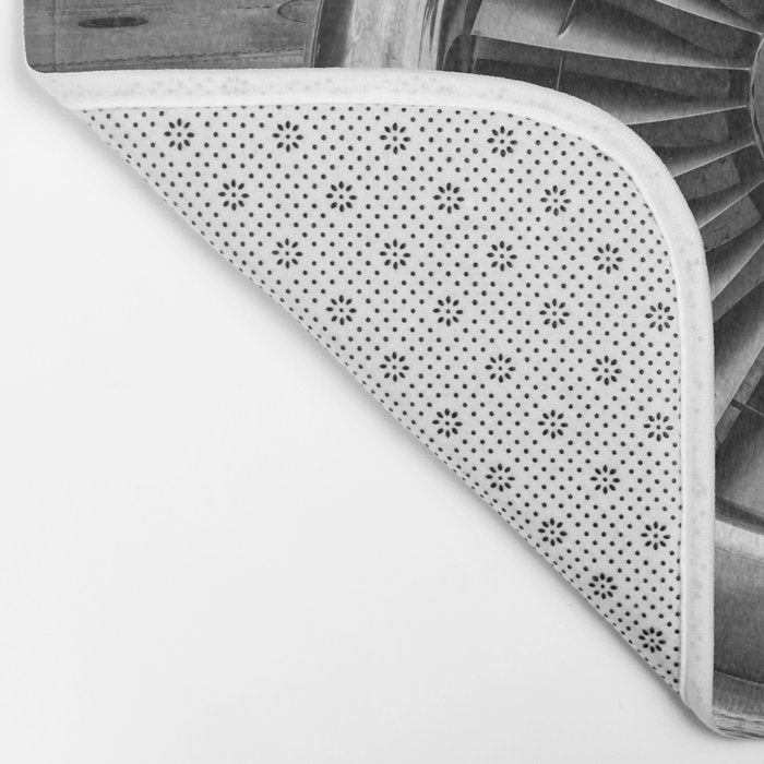 Vintage Airplane Turbine Engine Black and White Photography / black and white photographs Bath Mat Gallery Image 2