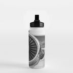 Vintage Airplane Turbine Engine Black and White Photography / black and white photographs Water Bottle Gallery Image 2