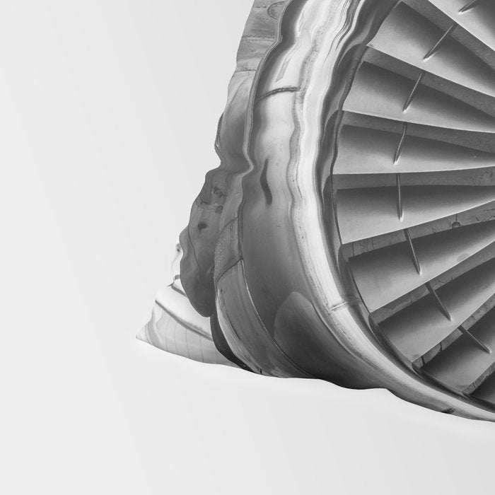 Vintage Airplane Turbine Engine Black and White Photography / black and white photographs Pillow Sham Gallery Image 4