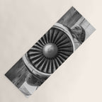 Vintage Airplane Turbine Engine Black and White Photography / black and white photographs Yoga Mat Gallery Image 1