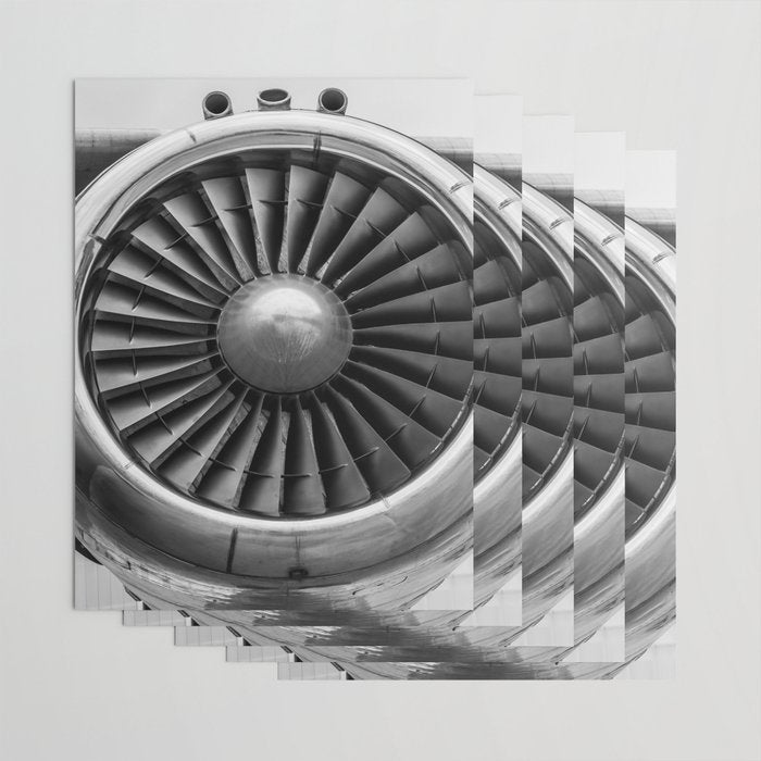 Vintage Airplane Turbine Engine Black and White Photography / black and white photographs Wrapping Paper Gallery Image 3