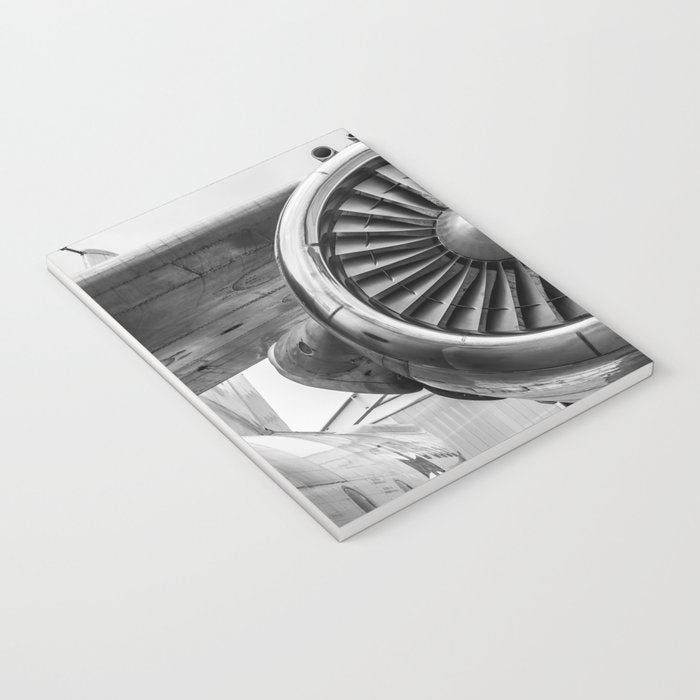 Vintage Airplane Turbine Engine Black and White Photography / black and white photographs Notebook Gallery Image 3