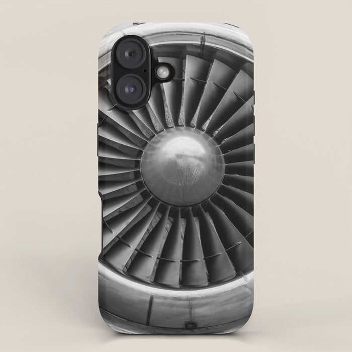 Vintage Airplane Turbine Engine Black and White Photography / black and white photographs iPhone Case Gallery Image 1