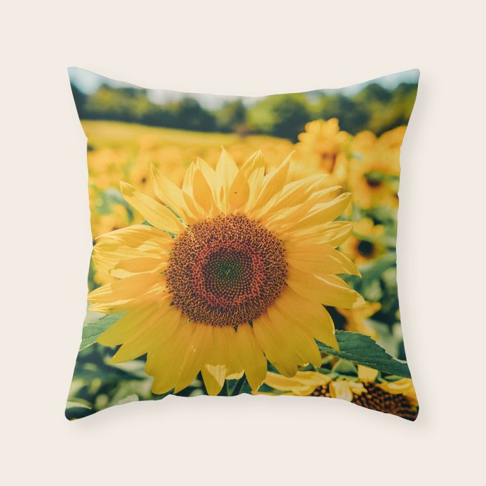 Happy Little Sunflowers Throw Pillow Gallery Image 1