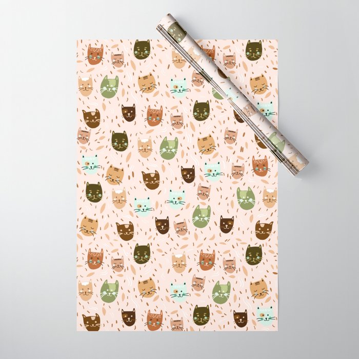 Cats pattern retro Wrapping Paper Gallery Image 1