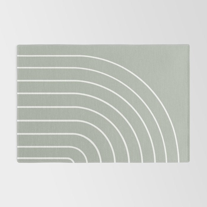 Minimal Arch LIV Pastel Sage Green Modern Geometric Lines Rug Gallery Image 2