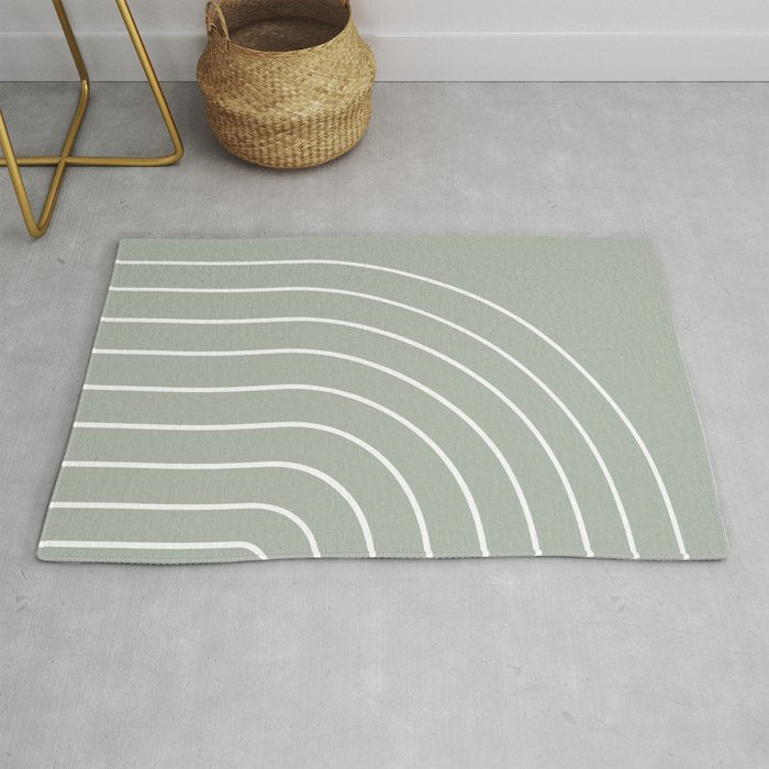 Minimal Arch LIV Pastel Sage Green Modern Geometric Lines Rug Gallery Image 1