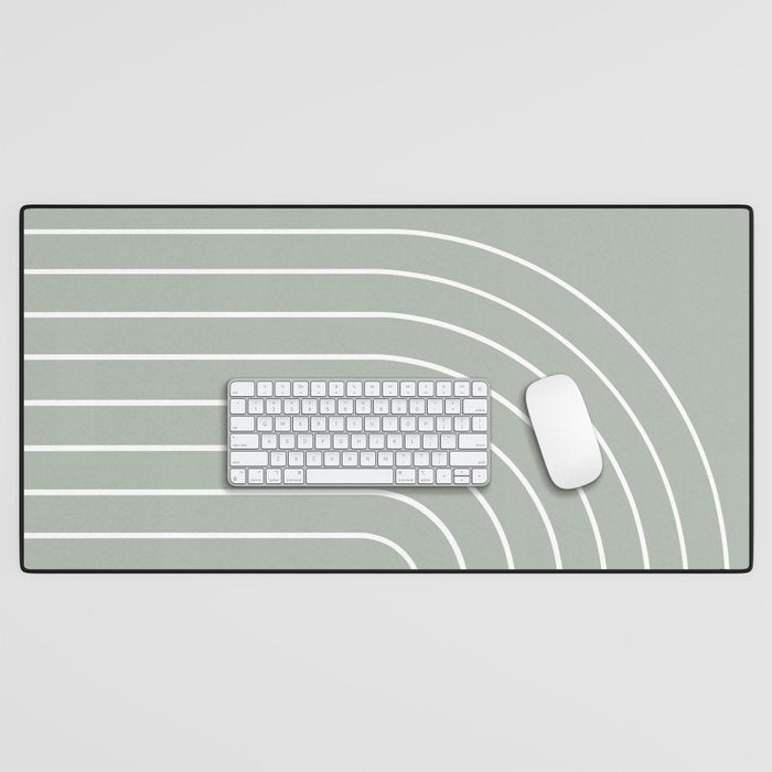 Minimal Arch LIV Pastel Sage Green Modern Geometric Lines Desk Mat Gallery Image 1