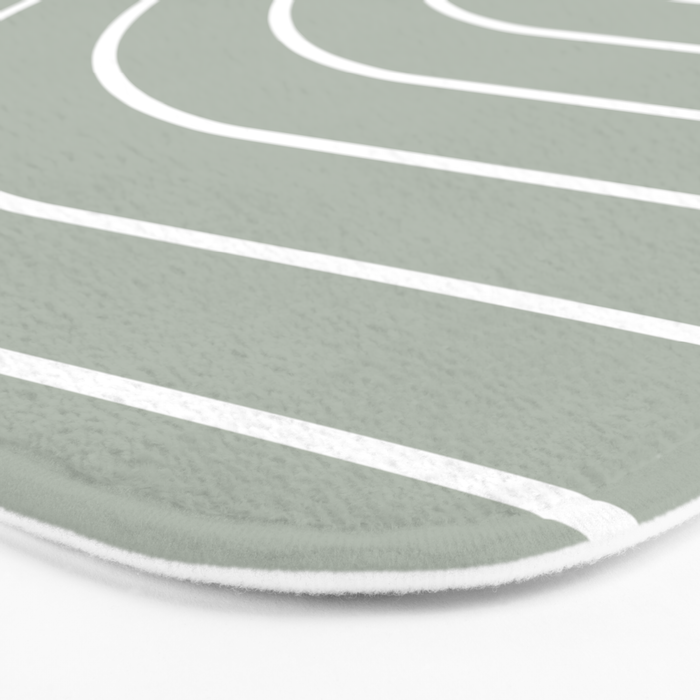 Minimal Arch LIV Pastel Sage Green Modern Geometric Lines Bath Mat Gallery Image 3