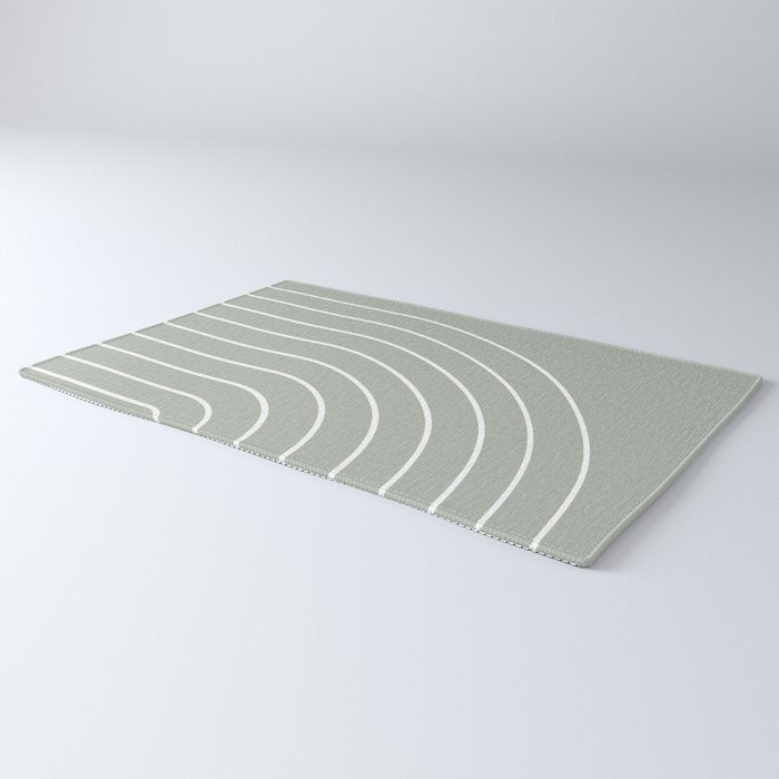 Minimal Arch LIV Pastel Sage Green Modern Geometric Lines Rug Gallery Image 3