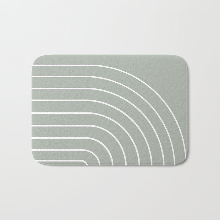 Minimal Arch LIV Pastel Sage Green Modern Geometric Lines Bath Mat Gallery Image 1