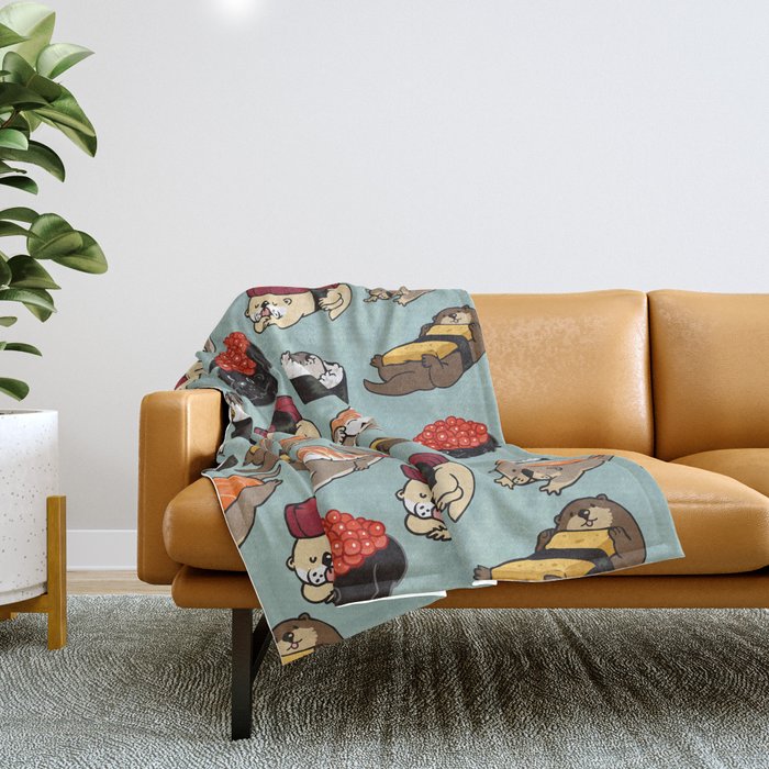 Sushi Otter Throw Blanket Gallery Image 1