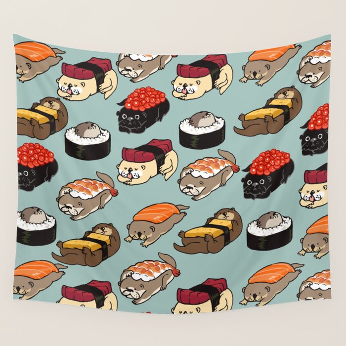 Sushi Otter Wall Tapestry Gallery Image 1