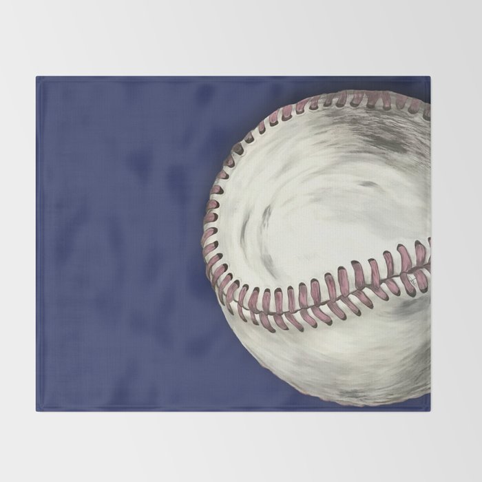 Vintage Distressed Baseball Art Navy Blue Throw Blanket Gallery Image 2