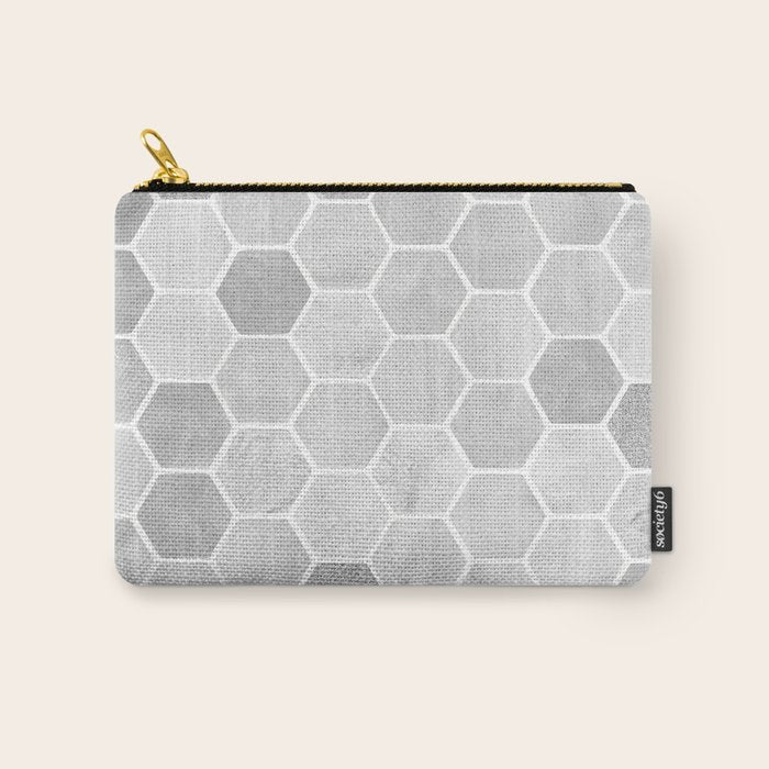 Silver and Gray Hexagon Geometric Pattern Carry All Pouch Gallery Image 1