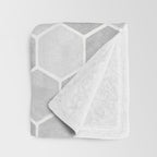 Silver and Gray Hexagon Geometric Pattern Throw Blanket Gallery Image 3