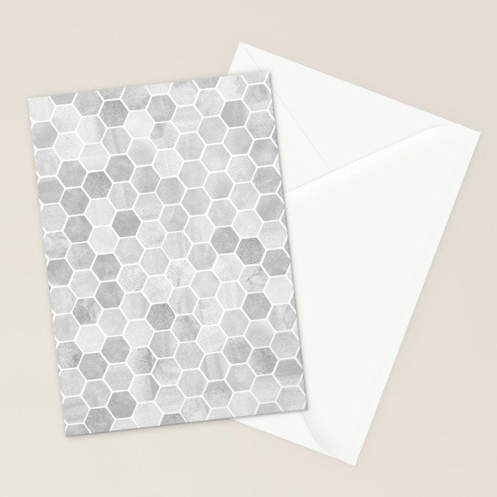 Silver and Gray Hexagon Geometric Pattern Stationery Card Gallery Image 2