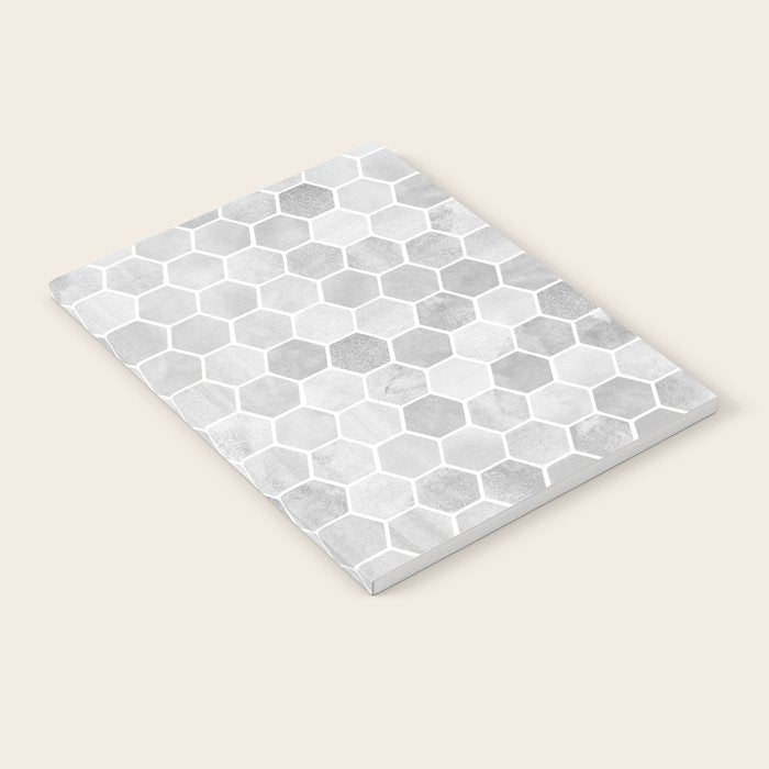 Silver and Gray Hexagon Geometric Pattern Notebook Gallery Image 2