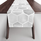 Silver and Gray Hexagon Geometric Pattern Table Runner Gallery Image 1