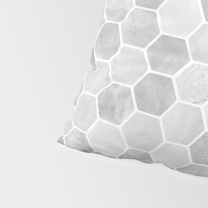 Silver and Gray Hexagon Geometric Pattern Pillow Sham Gallery Image 4