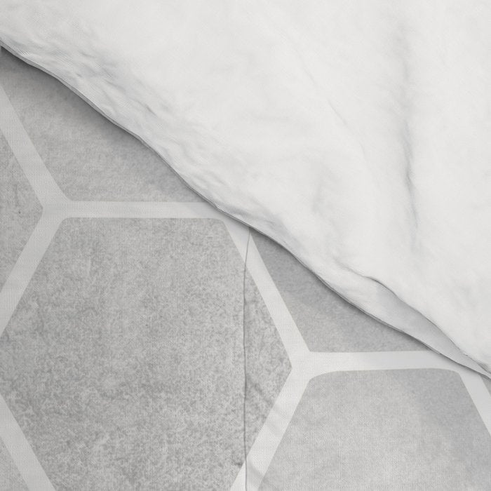 Silver and Gray Hexagon Geometric Pattern Comforter Gallery Image 4