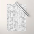 Silver and Gray Hexagon Geometric Pattern Wrapping Paper Gallery Image 1