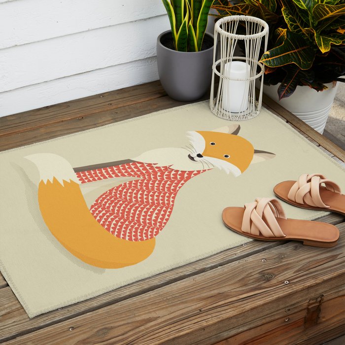 Whimsical Red Fox Outdoor Rug Gallery Image 2
