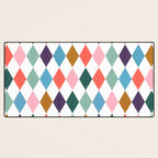 Colorful Vintage Harlequin Diamond Pattern Desk Mat Gallery Image 3