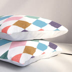 Colorful Vintage Harlequin Diamond Pattern Pillow Sham Gallery Image 3