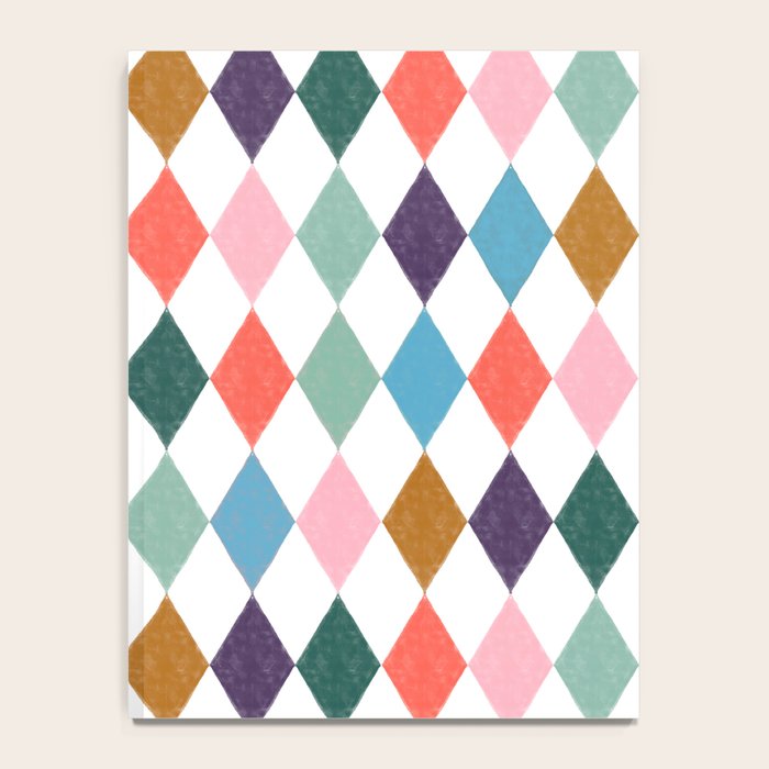 Colorful Vintage Harlequin Diamond Pattern Notebook Gallery Image 4