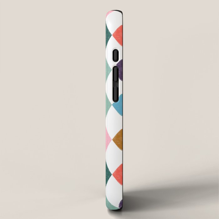 Colorful Vintage Harlequin Diamond Pattern iPhone Case Gallery Image 2