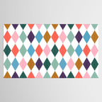 Colorful Vintage Harlequin Diamond Pattern Tablecloth Gallery Image 2