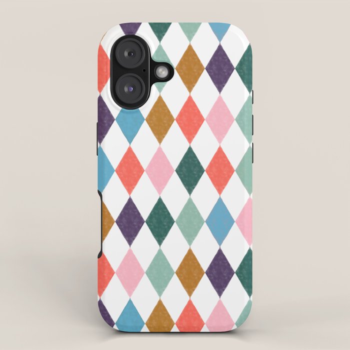 Colorful Vintage Harlequin Diamond Pattern iPhone Case Gallery Image 1
