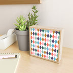 Colorful Vintage Harlequin Diamond Pattern Mini Art Print Gallery Image 2