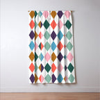 Colorful Vintage Harlequin Diamond Pattern Window Curtain Gallery Image 3