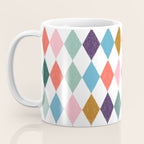 Colorful Vintage Harlequin Diamond Pattern Coffee Mug Gallery Image 3