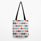 Colorful Vintage Harlequin Diamond Pattern Tote Bag Gallery Image 2