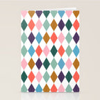 Colorful Vintage Harlequin Diamond Pattern Stationery Card Gallery Image 2