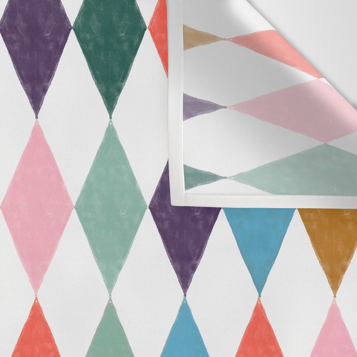 Colorful Vintage Harlequin Diamond Pattern Wall Tapestry Gallery Image 3