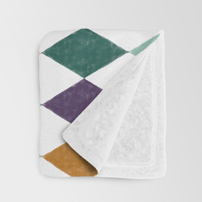 Colorful Vintage Harlequin Diamond Pattern Throw Blanket Gallery Image 3