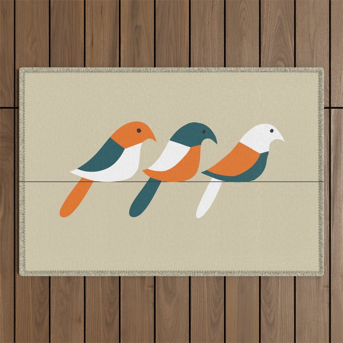 Birds on wire Outdoor Rug Gallery Image 1