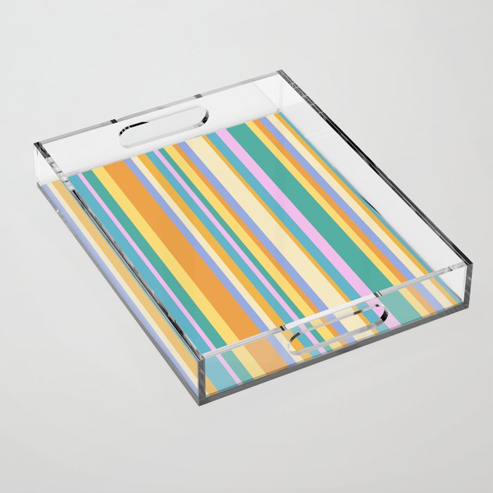 Classic Stripes XXIV - 90s Summer Acrylic Tray Gallery Image 1