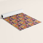 Retro Halloween in Pink - Skull Black Cat Devil Pumpkin Bat Owl Motifs Yoga Mat Gallery Image 2