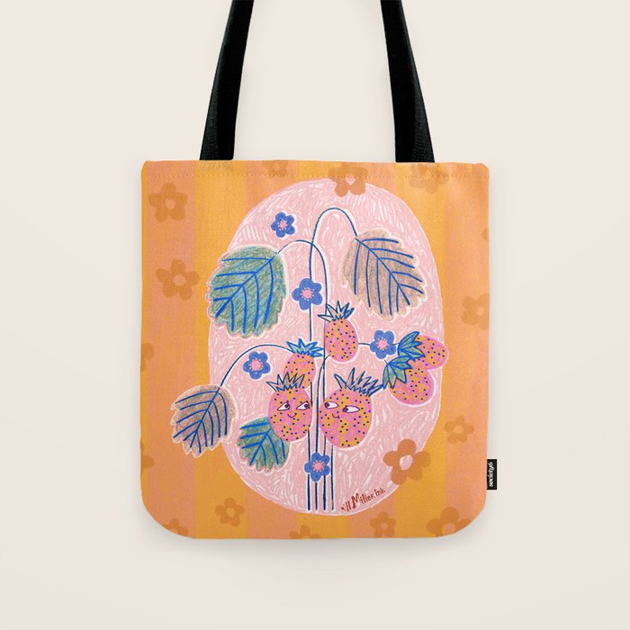 Sweet Strawberry Plant Friends in Peach & Orange Tote Bag Gallery Image 1