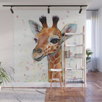 Giraffe Baby Watercolor Wall Mural Gallery Image 1